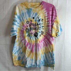 PS/LA Unisex Embrace Diversity Pink/Blue/Yellow Tie Dye T-Shirt One Size